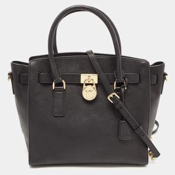 Pre Owned Michael Kors Black Leather Hamilton Tote