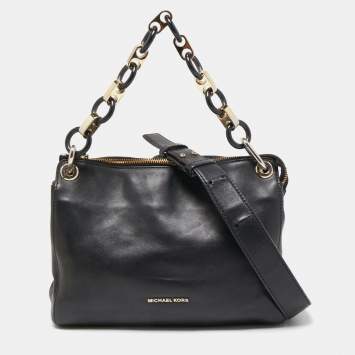 Pre Owned Michael Kors Black Leather Raven shoulder Bag