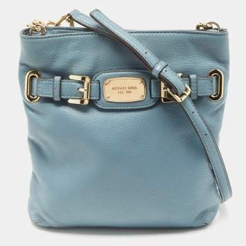 Pre Owned Michael Kors Blue Leather Hamilton Crossbody Bag