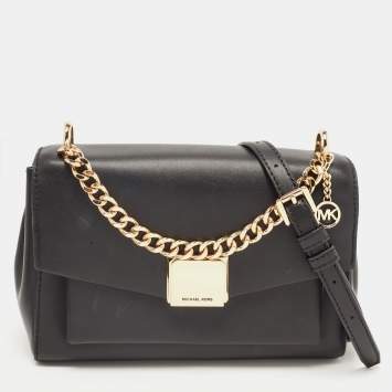 Pre Owned Michael Kors Black Leather Small Lita Crossbody Bag 
