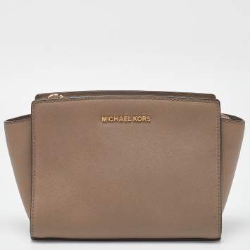 Pre Owned MICHAEL Michael Kors Beige Leather Medium Selma Crossbody Bag
