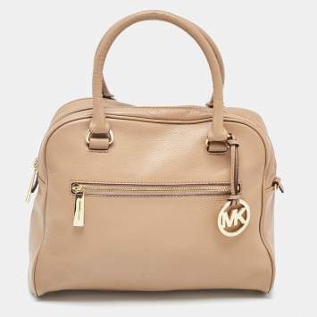 Pre Owned MICHAEL Michael Kors Beige Leather Dome Satchel