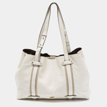 Pre Owned Michael Kors Off White Leather Travel Tote