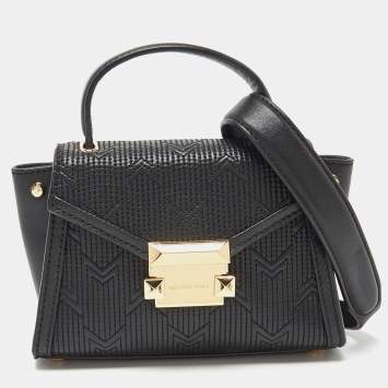 Pre Owned Michael Kors Black Quilted Leather Mini Whitney Top Handle Bag