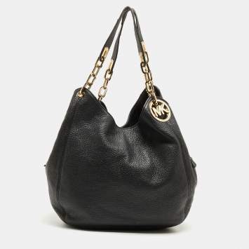 Pre Owned MICHAEL Michael Kors Black Soft Leather Fulton Hobo