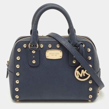 Pre Owned Michael Kors Navy Blue Saffiano Leather Mini Sandrine Satchel