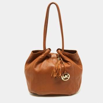 Pre Owned MICHAEL Michael Kors Tan Leather Tassel Hobo