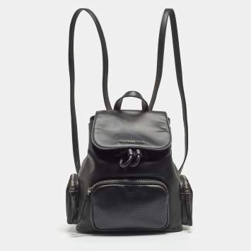 Pre Owned Michael Kors Black Perforated Leather Small Cargo Abbey Backpack