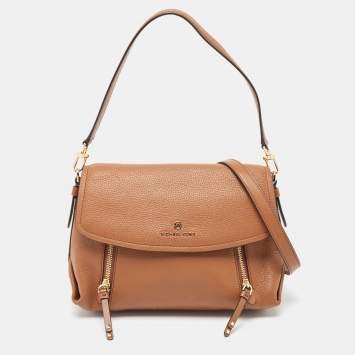 Pre Owned Michael Kors Brown Leather Medium Brooklyn Top Handle Bag
