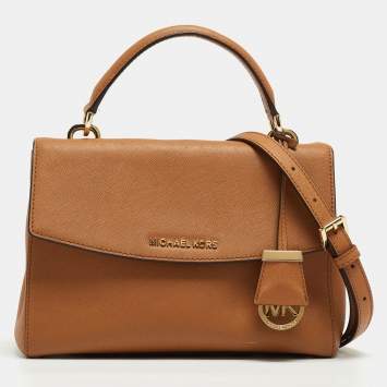 Pre Owned Michael Kors Brown Saffiano Leather Small Ava Top Handle Bag