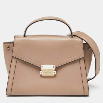 Pre Owned Michael Kors Beige Leather Whitney Top Handle Bag