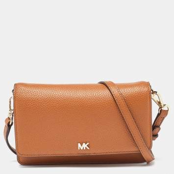 Pre Owned Michael Kors Tan Leather Jet Set Crossbody Bag