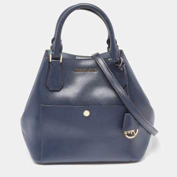 Pre Owned Michael Kors Blue Leather Greenwich Tote