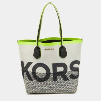 Pre Owned Michael Kors Multicolour Canvas and Leather Shopper Tote