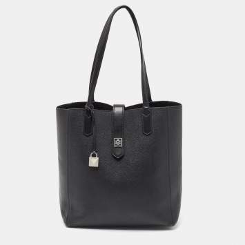 Pre Owned Michael Kors Black Grained Leather Large Tote