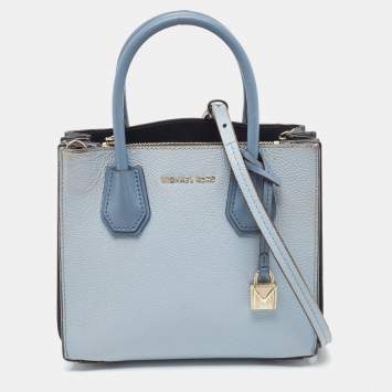 Pre Owned Michael Kors Grey/Blue Leather Mercer Satchel