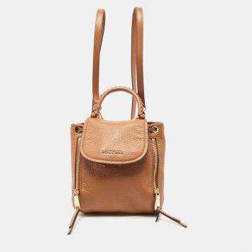 Pre Owned Michael Kors Brown Leather Extra Small Viv Backpack