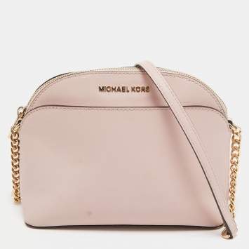 Pre Owned Michael Kors Pink Leather Emmy Crossbody Bag