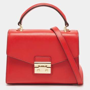 Pre Owned Michael Kors Red Leather Sloan Top Handle Bag