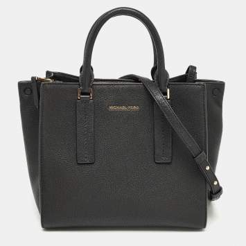 Pre Owned Michael Kors Black Leather Medium Alessa Satchel