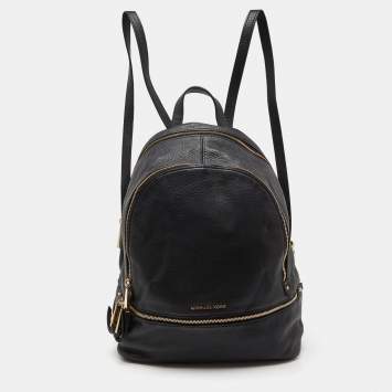 Pre Owned Michael Kors Black Leather Rhea Backpack