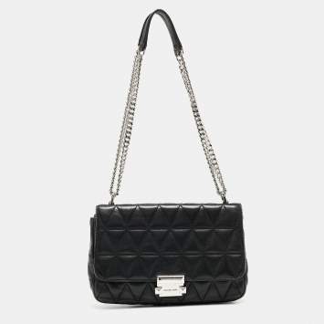 Pre Owned Michael Kors Black Quilted Leather Large Sloan Shoulder Bag