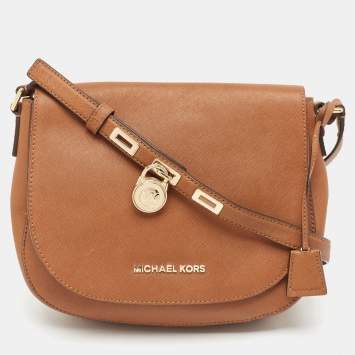 Pre Owned Michael Kors Brown Saffiano Leather Hamilton Messenger Bag