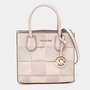 Pre Owned Michael Kors Light Pink Leather and Suede Mercer Tote