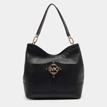 Pre Owned Michael Kors Black Leather Amy Hobo