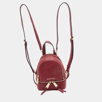 Pre Owned Michael Kors Burgundy Leather Mini Rhea Backpack