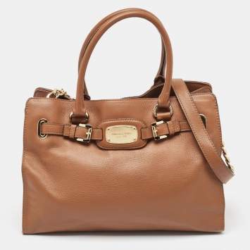 Pre Owned Michael Kors Brown Leather Hamilton Tote