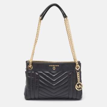 Pre Owned Michael Kors Black Quilted Leather Susan Chain Bag