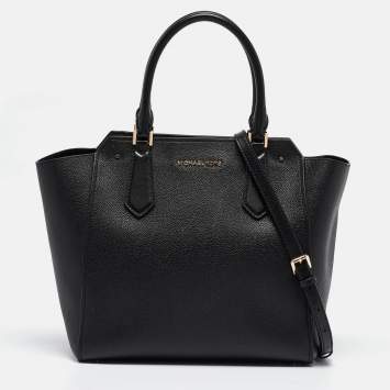 Pre Owned Michael Kors Black Leather Hayes Tote