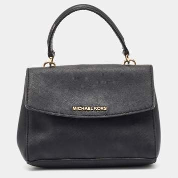 Pre Owned Michael Kors Black Leather Mini Ava Top Handle Bag
