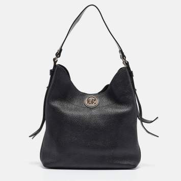 Pre Owned Michael Kors Black Pebbled Leather Large Bowery Shoulder Bag