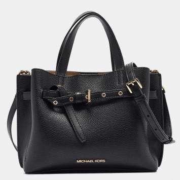 Pre Owned Michael Kors Black Leather Small Emilia Tote