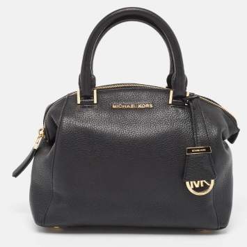 Pre Owned Michael Kors Black Leather Riley Satchel