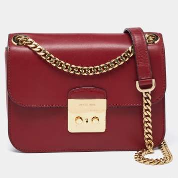Pre Owned Michael Kors Red Leather Sloan Shoulder Bag