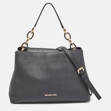 Pre Owned Michael Kors Black Saffiano Leather Portia Top Handle Bag