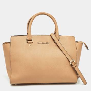 Pre Owned Michael Kors Brown Saffiano Leather Large Selma Tote