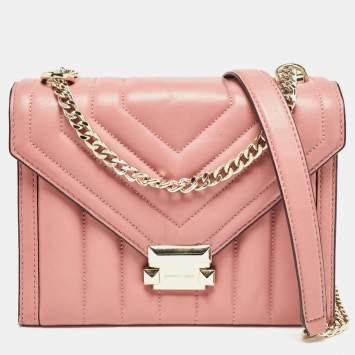 Pre Owned Michael Kors Pink Quilted Leather Large Whitney Shoulder Bag