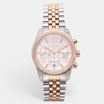 مملوكة مسبقًا ساعة يد نسائية مايكل كورس ليكسنتون MK5735 ستانلس ستيل ثلاثية اللون فضية 38مم