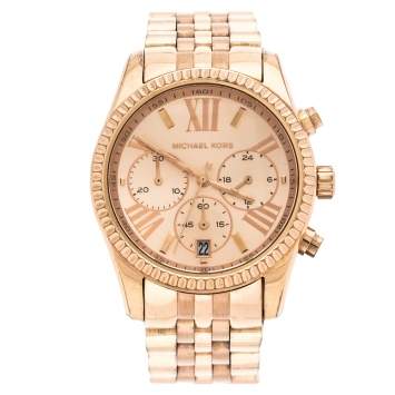 Pre Owned Michael Kors Rose Gold Plated Steel Lexington MK5569 Women's Wristwatch 38 mm