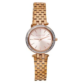 Pre Owned Michael Kors Rose Gold Tone Stainless Steel Mini Darci MK3366 Women's Wristwatch 33 mm