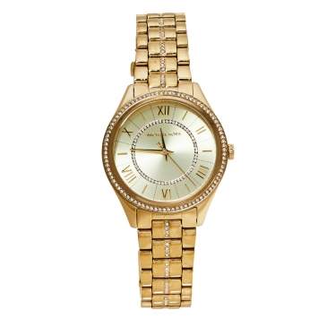 Pre Owned Michael Kors Gold Tone Crystal Pavé MK3719 Lauryn Women's Wristwatch 38 MM