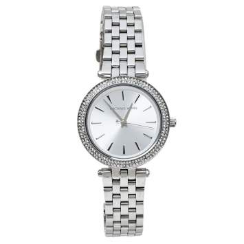 Pre Owned Michael Kors Silver Stainless Steel Mini Darci MK3429A Women's Wristwatch 33 mm