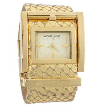 Pre Owned Michael Kors Yellow Gold Plated Stainless Steel MK2133 Women's Wristwatch 38 mm