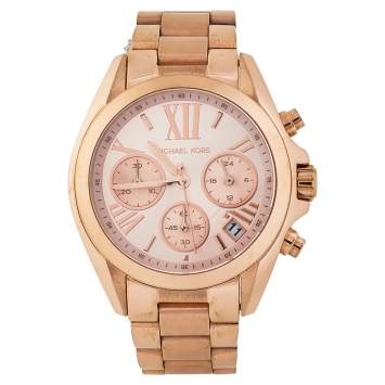 Pre Owned Michael Kors Rose Gold Tone Stainless Steel Bradshaw Chronograph MK5799 Women's Wristwatch 36 mm