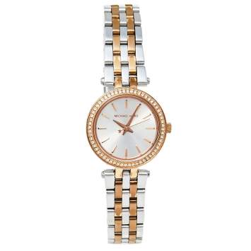 Pre Owned Michael Kors Silver Two Tone Stainless Steel Darci MK3298 Women's Wristwatch 26 mm 