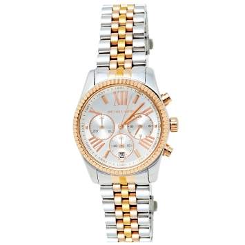 Pre Owned Michael Kors Silver Tri-Tone Stainless Steel Lexington MK5735 Women's Wristwatch 38 mm